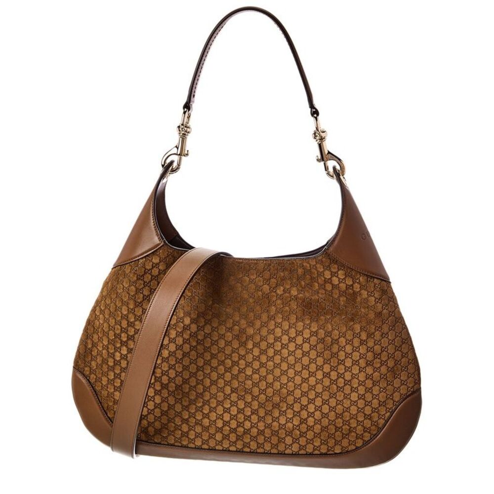 Gucci Gg Suede & Leather Hobo Bag, Brown